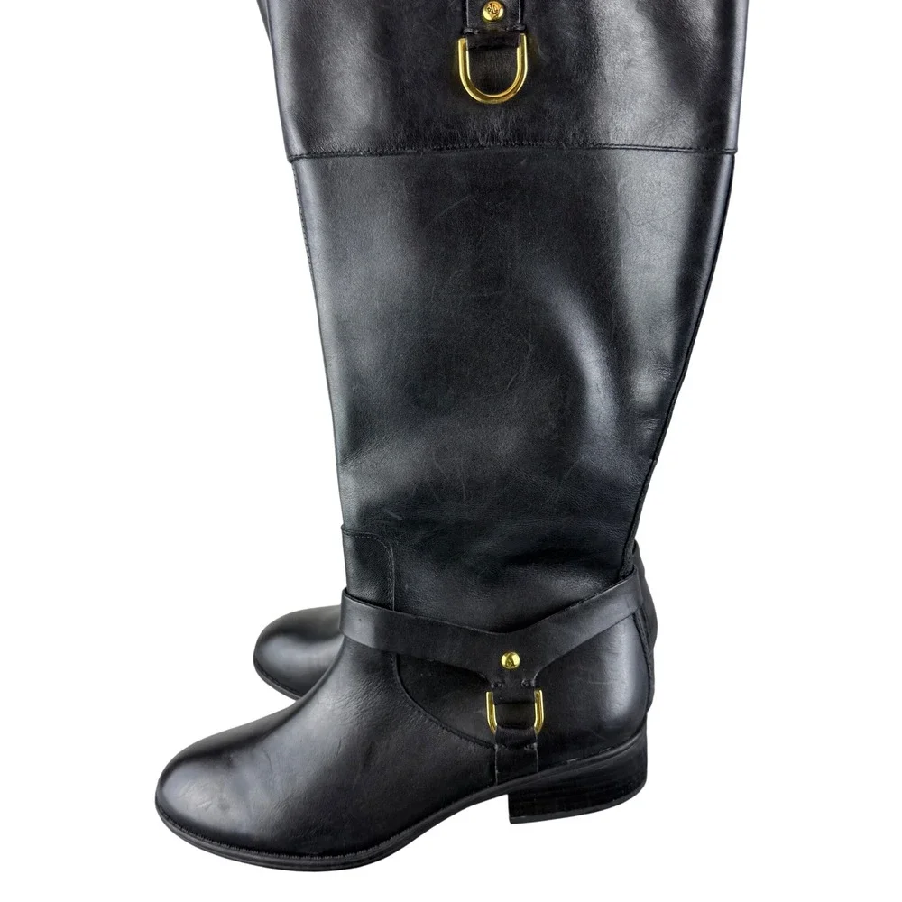 Lauren Ralph Lauren Black Leather Tall Mesa Riding‎ Boots Womens Size 6B